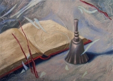 Book and Bell 15"x11" pastel on prepared paper