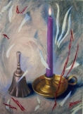 Bell and Candle, 15"x11" pastel on prepared paper